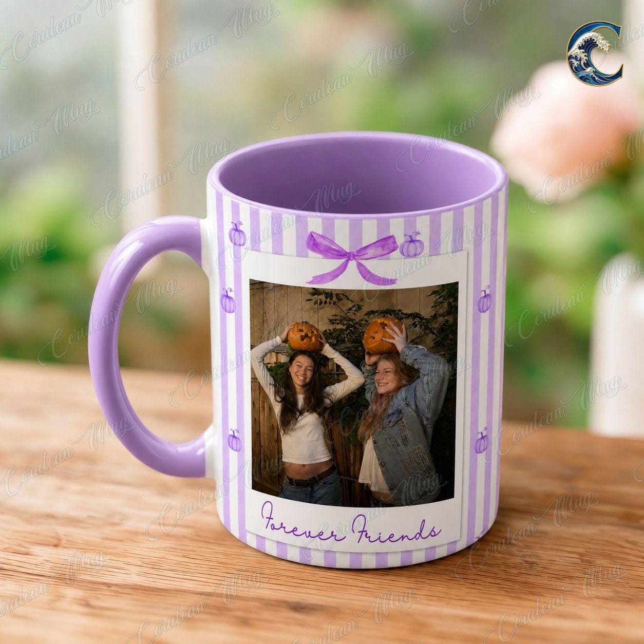 Personalized Photo Bestie Mug, Custom Picture Coffee Mug, Halloween Polaroid Photo Mug, Forever Friends Photo Mug, Best Friend Gift