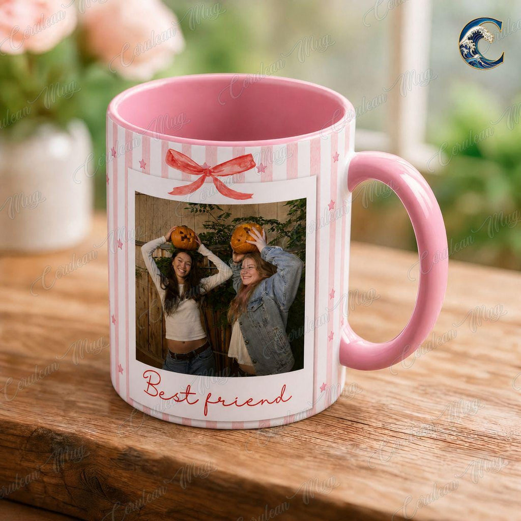 Personalized Photo Bestie Mug, Custom Picture Coffee Mug, Halloween Polaroid Photo Mug, Forever Friends Photo Mug, Best Friend Gift
