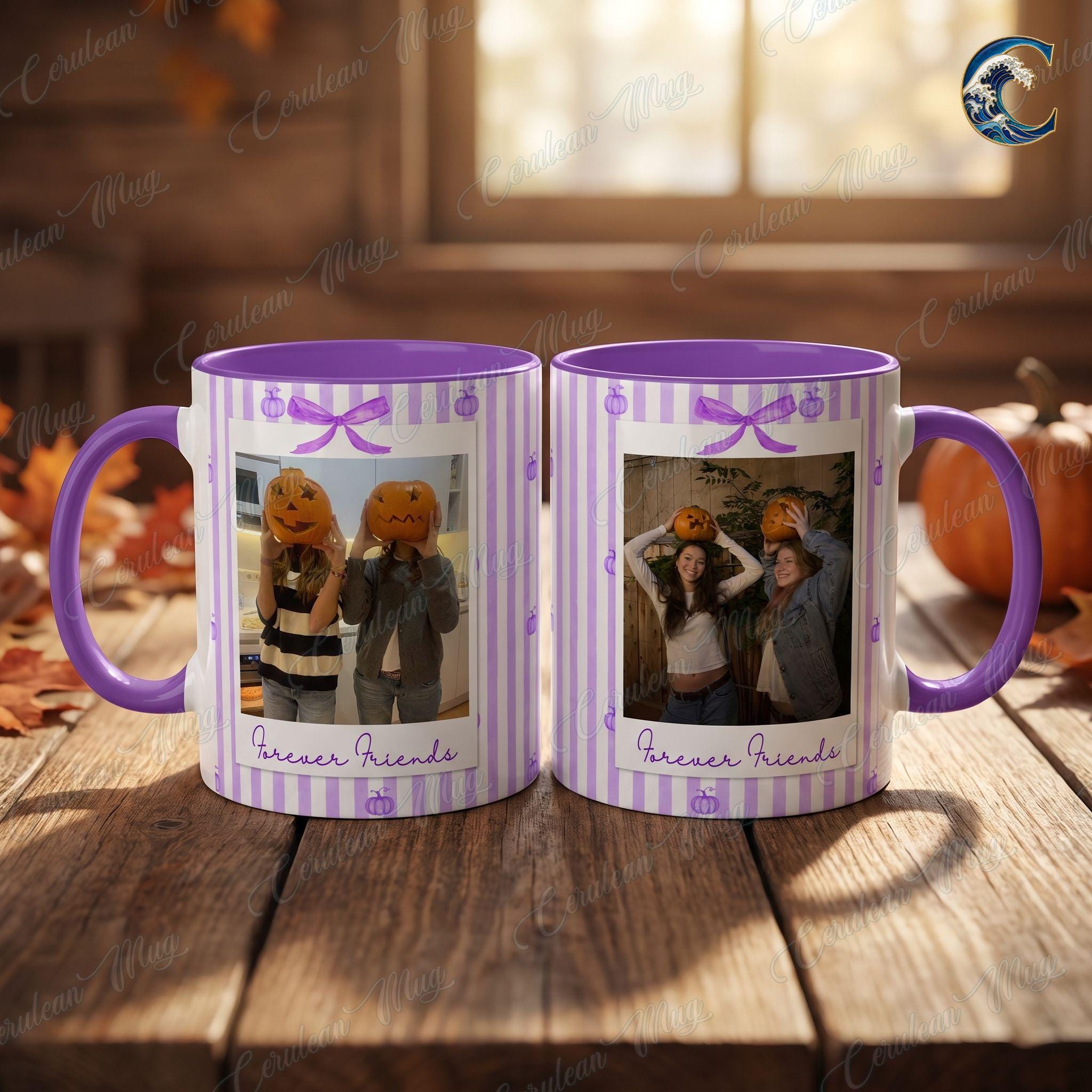 Personalized Photo Bestie Mug, Custom Picture Coffee Mug, Halloween Polaroid Photo Mug, Forever Friends Photo Mug, Best Friend Gift