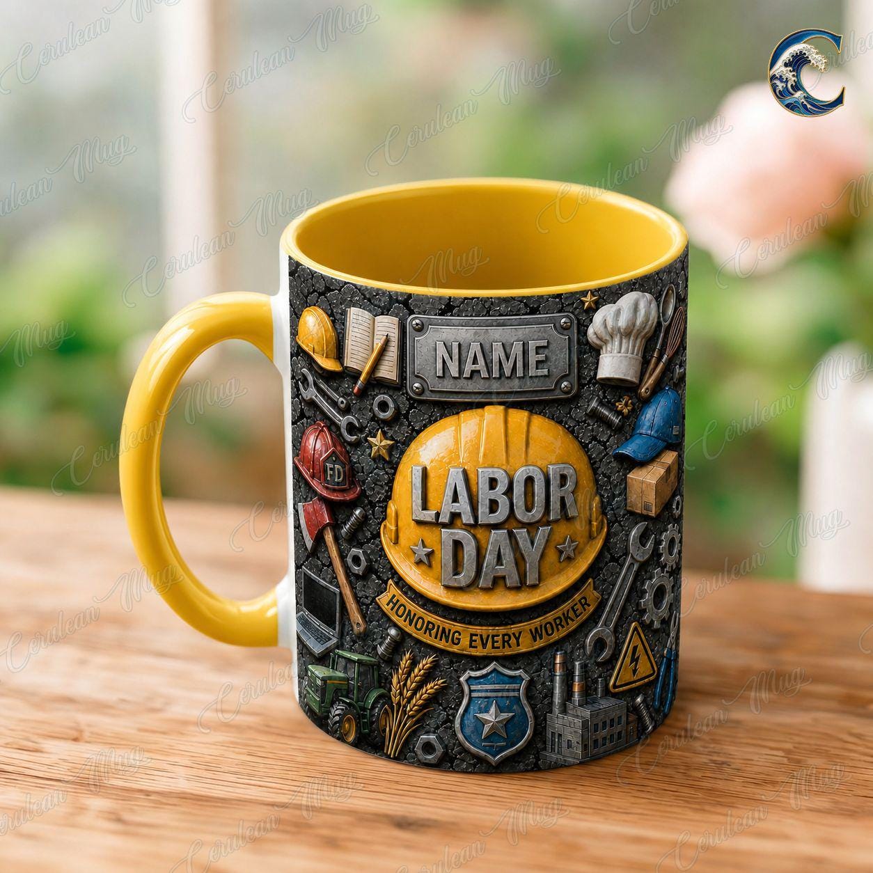 Personalized Labor Day Mug, Custom Name Honoring Workers Coffee Mug, Essential Workers Mug, Blue Collar Worker Mug, Labor Day Gift