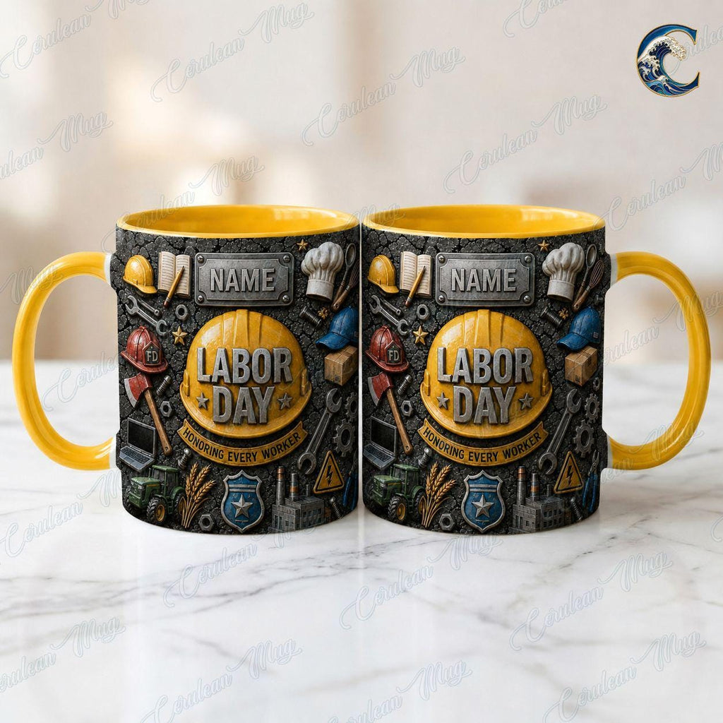 Personalized Labor Day Mug, Custom Name Honoring Workers Coffee Mug, Essential Workers Mug, Blue Collar Worker Mug, Labor Day Gift