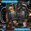 Custom Name Industrial Worker Mug, Multi Trade Labor Day Coffee Mug, Construction Helmet Mug, Professional Tools Mug, Honoring Workers Gift