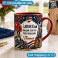 Personalized Name Workers Mug, Labor Day Thank You Workers Coffee Mug, Patriotic American Mug, Patriotic Wrench Mug, Hero Gift