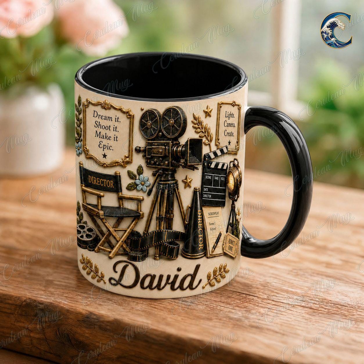 Personalize Film Director Movie Mug, Filmmaker Camera Coffee Mug, Cinema Production Mug, Director Chair Mug, Moviemaker Passion Gift