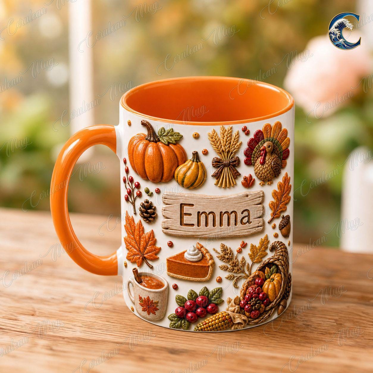 Personalized Fall Coffee Mug, Autumn Pumpkin Harvest Coffee Mug, Seasonal Kitchen Mug, Vintage Kitchen Mug, Cozy Fall Gift