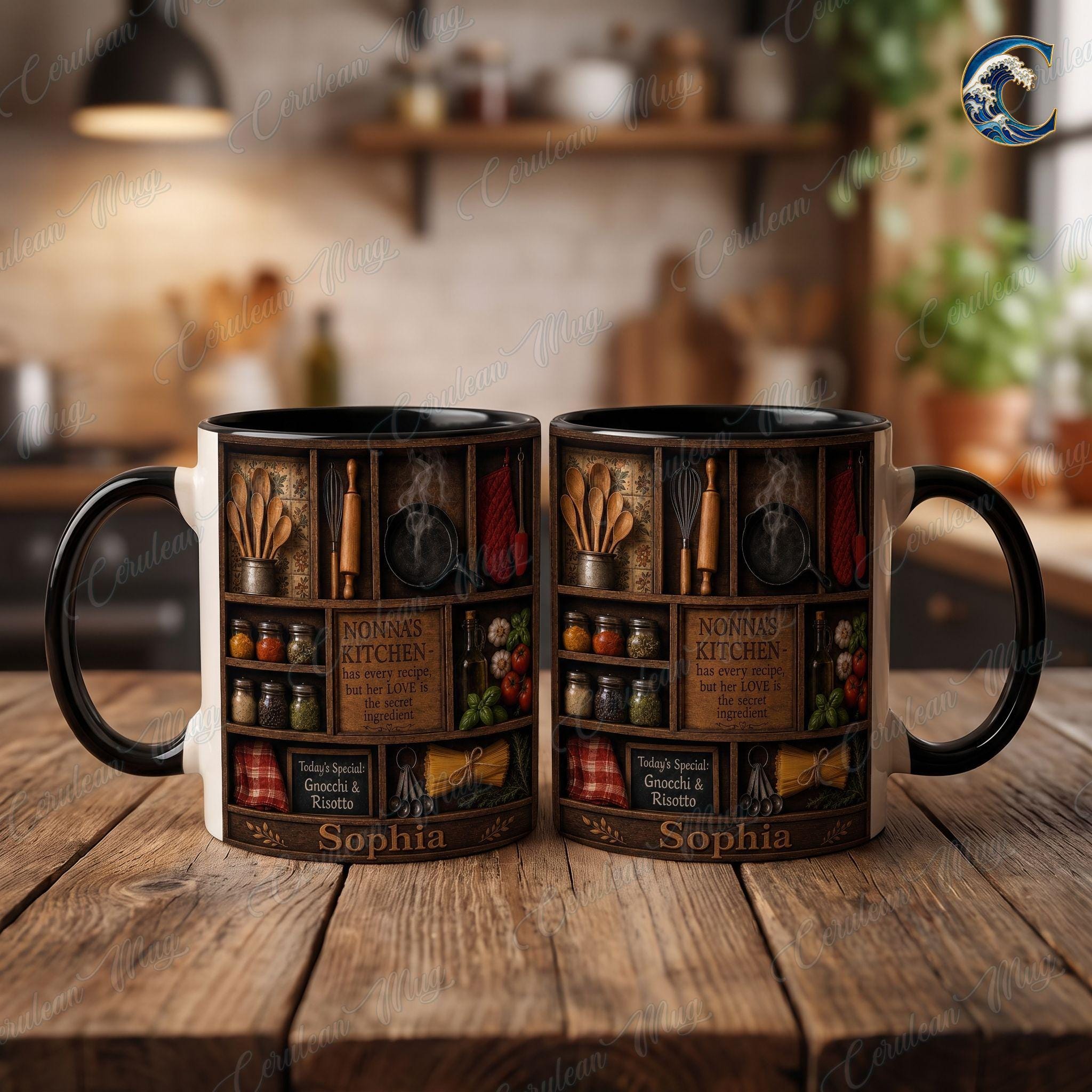 Personalized Grandma Kitchen Mug, Nonna's Recipe Coffee Mug, Italian Grandmother Mug, Family Cooking Mug, Grandmother  Gift
