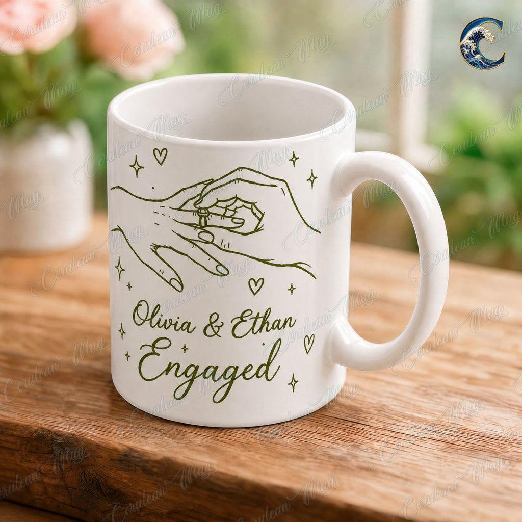 Personalized Wedding Engaged Mug, Custom Couple Coffee Mug, Married Couple Mug, Wedding Date Name Mug, Engagement Party Gift