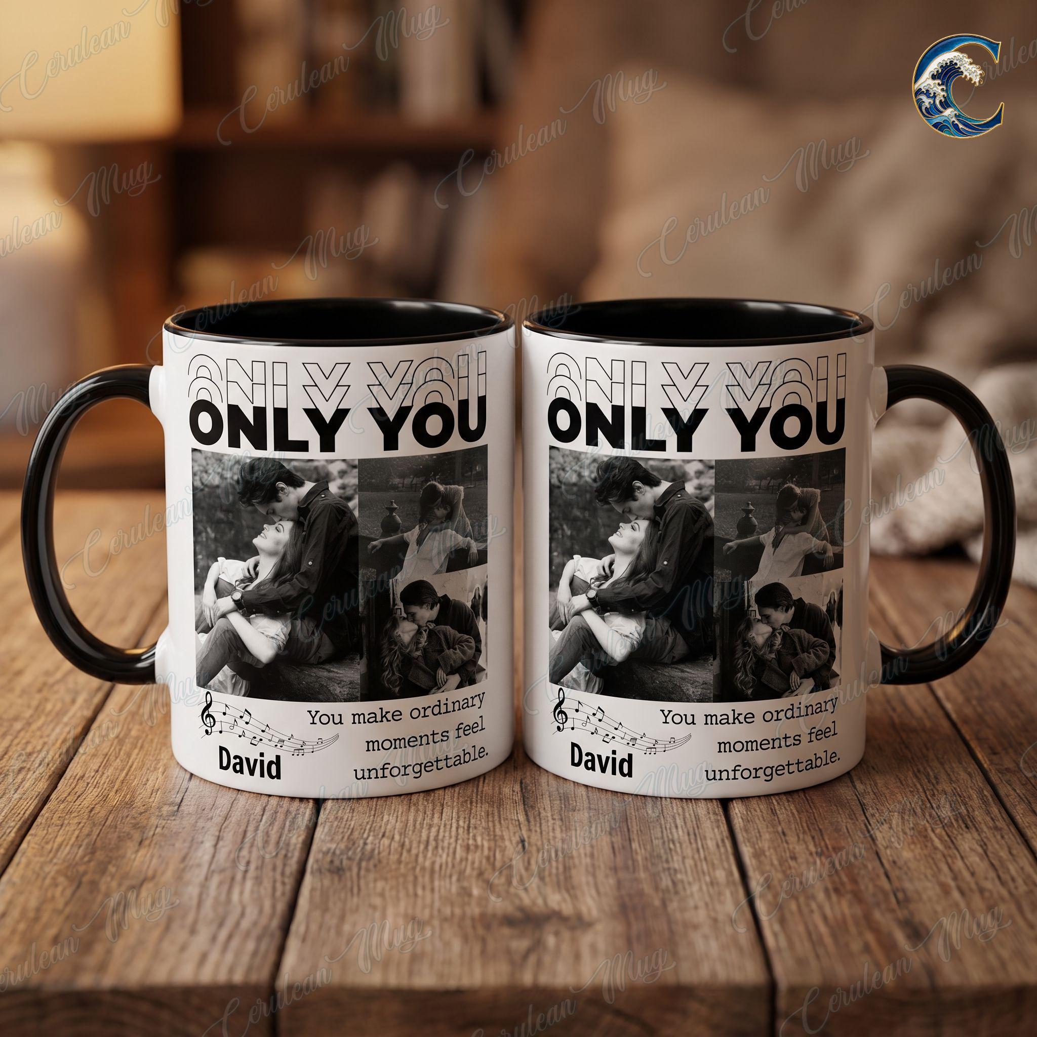 Personalized Boyfriend Mug, Custom Couple Photo Coffee Mug, Love You Mug, Only You Boyfriend Picture Mug, Valentines Day Gift