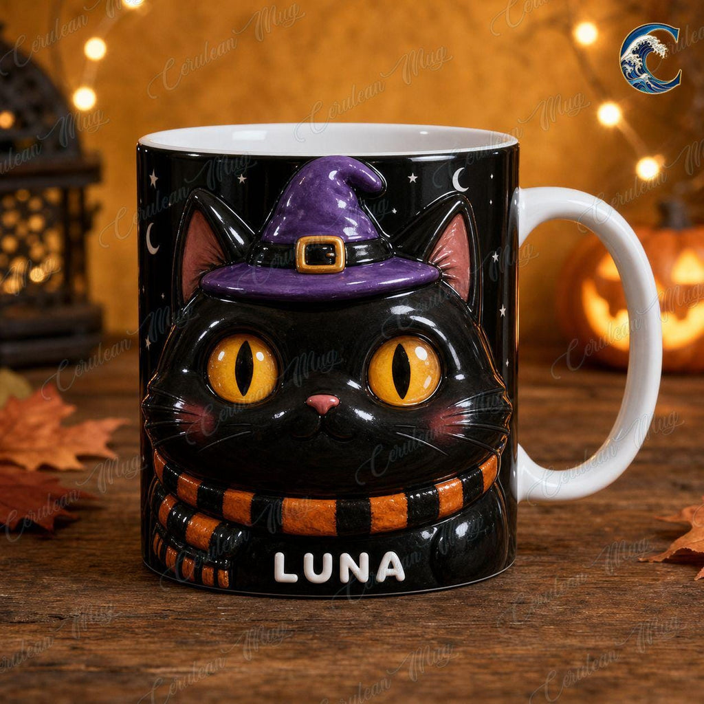 Personalized Halloween Kids Mug, Custom Name Coffee Mug, Pumpkin Ghost Mummy Mug, Vampire Black Cat Mug, Trick or Treat Gift