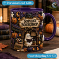 Personalized Bookshop Mug, Cuustom Name Bookshop Coffee Mug, Halloween Ghost Story Mug, Ghost Reading Mug, Spooky Book Gift