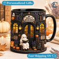 Personalized Bookshop Mug, Custom Name Bookshop Coffee Mug, Spooky Reads Ghost Mug, Custom Name Black Mug, Halloween Reading Gift