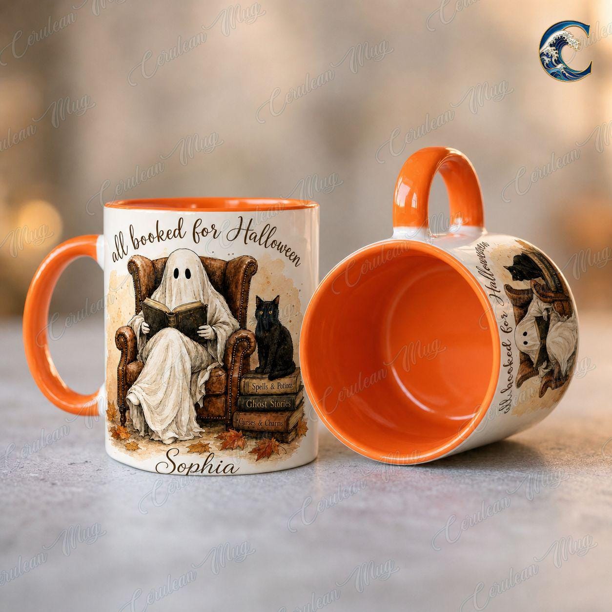 Personalized Ghost Book Mug, Booked Halloween Coffee Mug, Cozy Armchair Mug, Halloween Reading Ghost Mug, Spooky Books Gift
