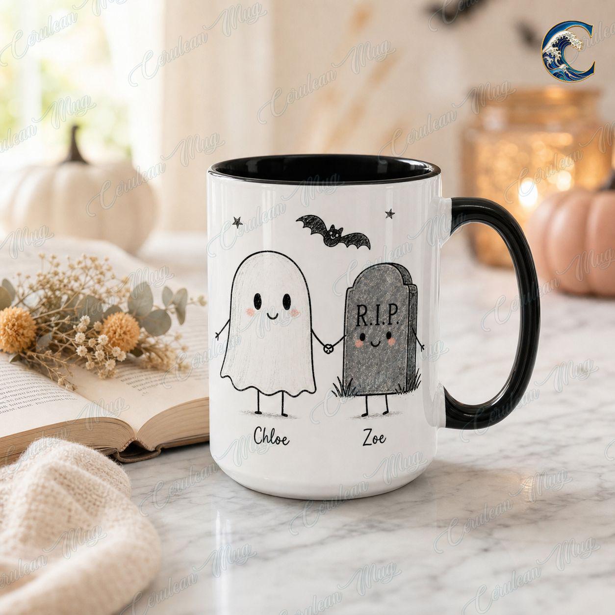 Personalized Halloween Kids Mug, Best Friend Coffee Mug, Pumpkin Ghost Squad Mug, Trick or Treat Mug, Halloween Party Gift