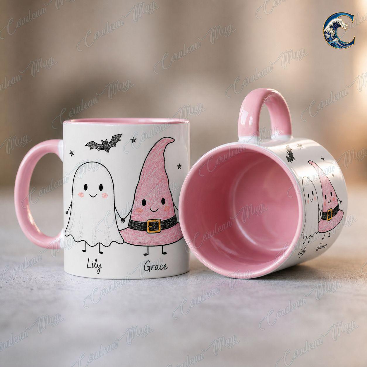 Personalized Halloween Kids Mug, Best Friend Coffee Mug, Pumpkin Ghost Squad Mug, Trick or Treat Mug, Halloween Party Gift
