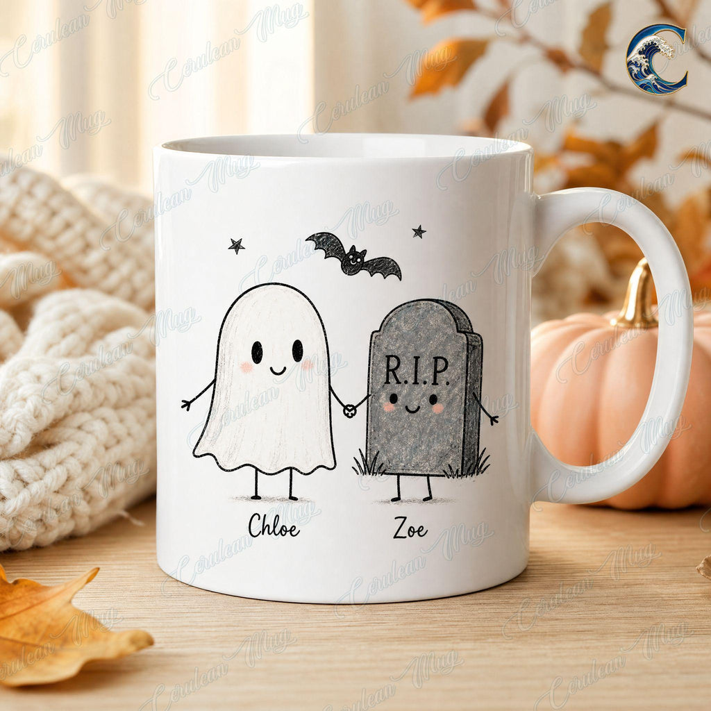 Personalized Halloween Kids Mug, Best Friend Coffee Mug, Pumpkin Ghost Squad Mug, Trick or Treat Mug, Halloween Party Gift