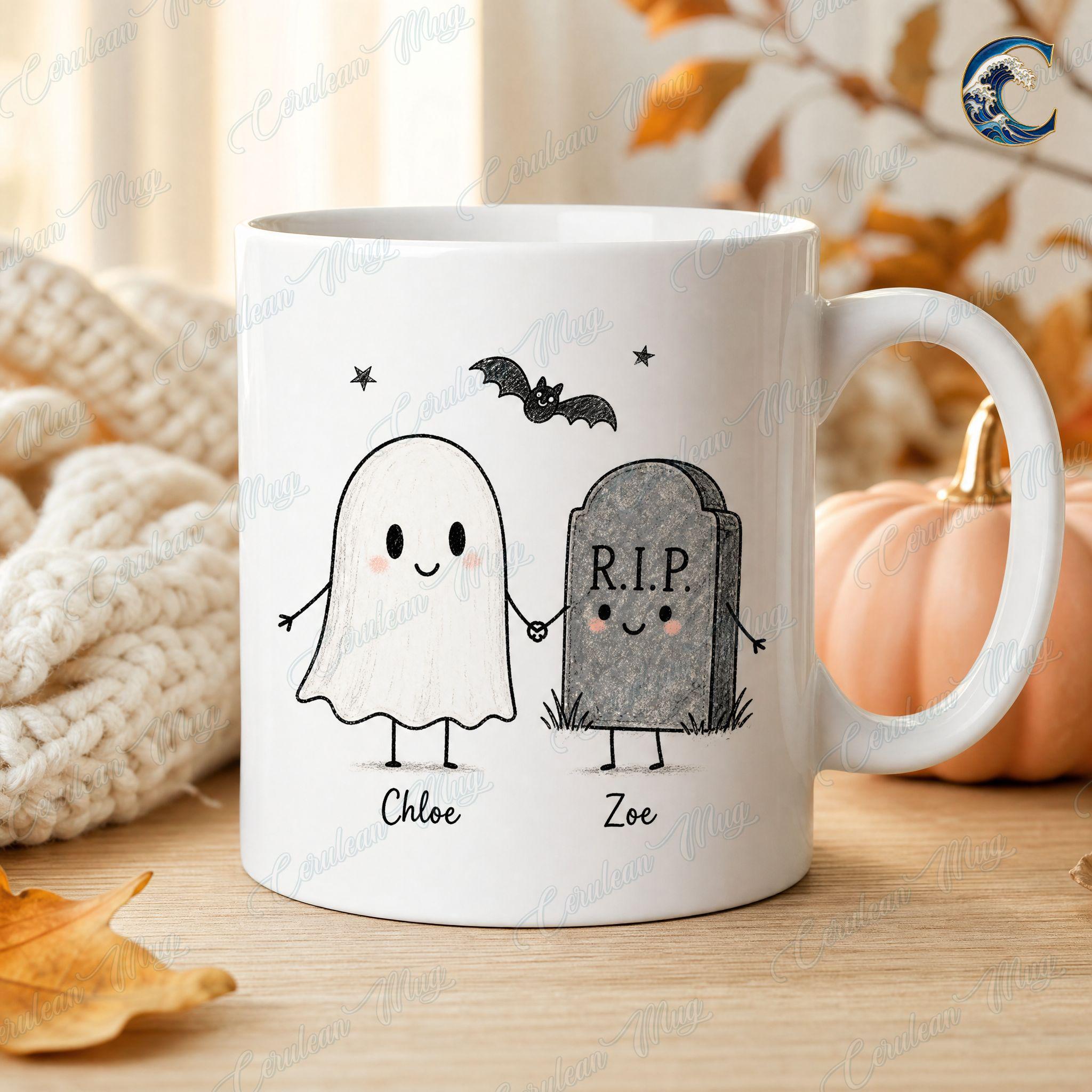 Personalized Halloween Kids Mug, Best Friend Coffee Mug, Pumpkin Ghost Squad Mug, Trick or Treat Mug, Halloween Party Gift