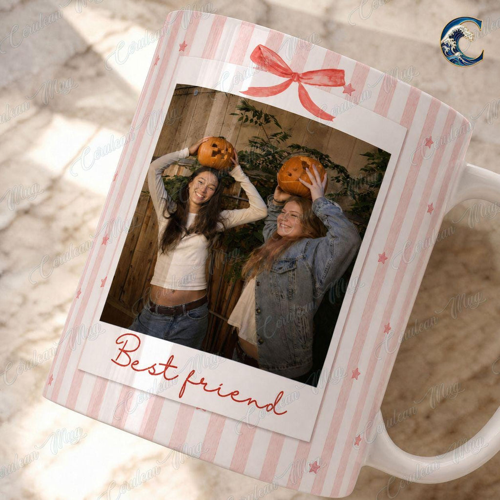 Personalized Photo Bestie Mug, Custom Picture Coffee Mug, Halloween Polaroid Photo Mug, Forever Friends Photo Mug, Best Friend Gift