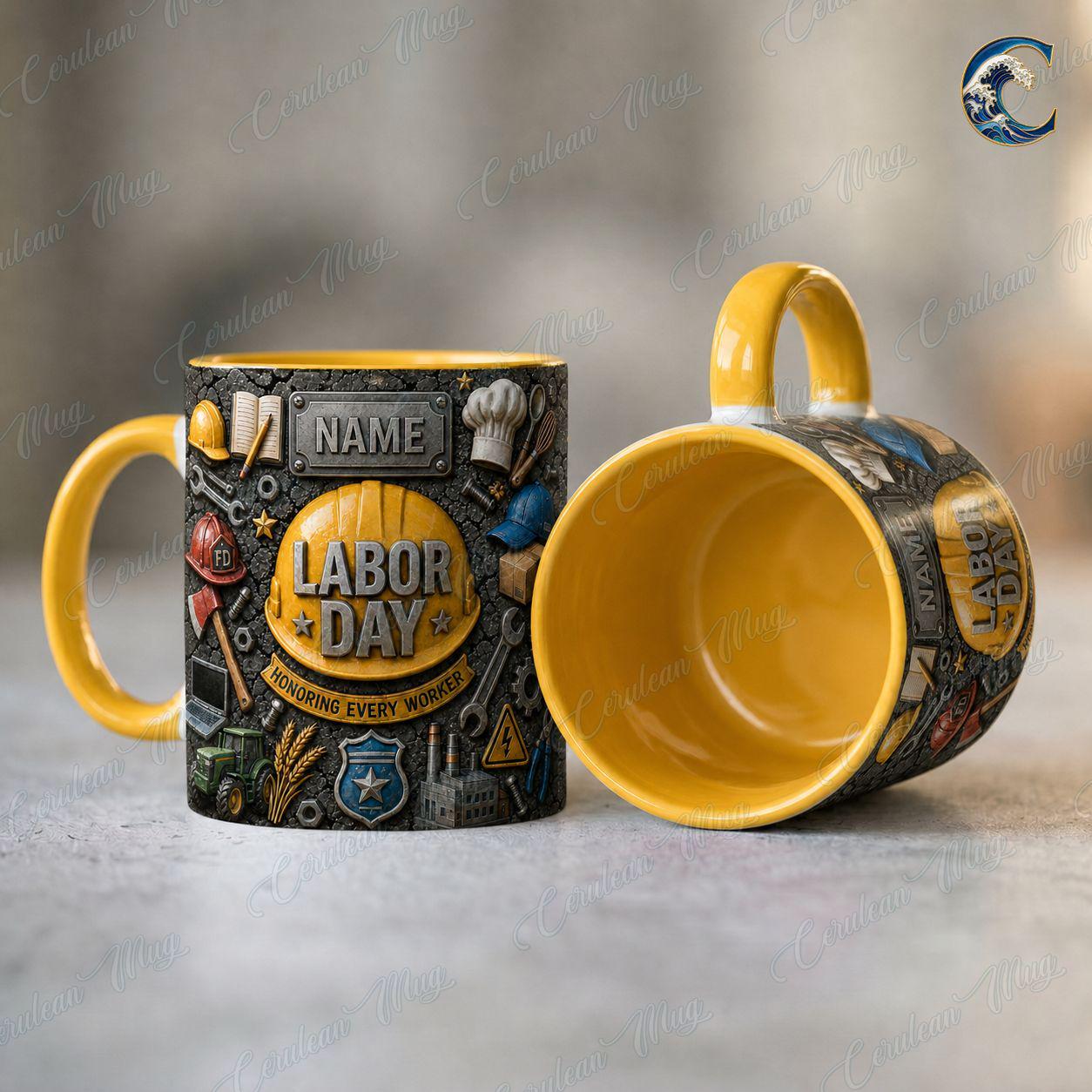 Personalized Labor Day Mug, Custom Name Honoring Workers Coffee Mug, Essential Workers Mug, Blue Collar Worker Mug, Labor Day Gift