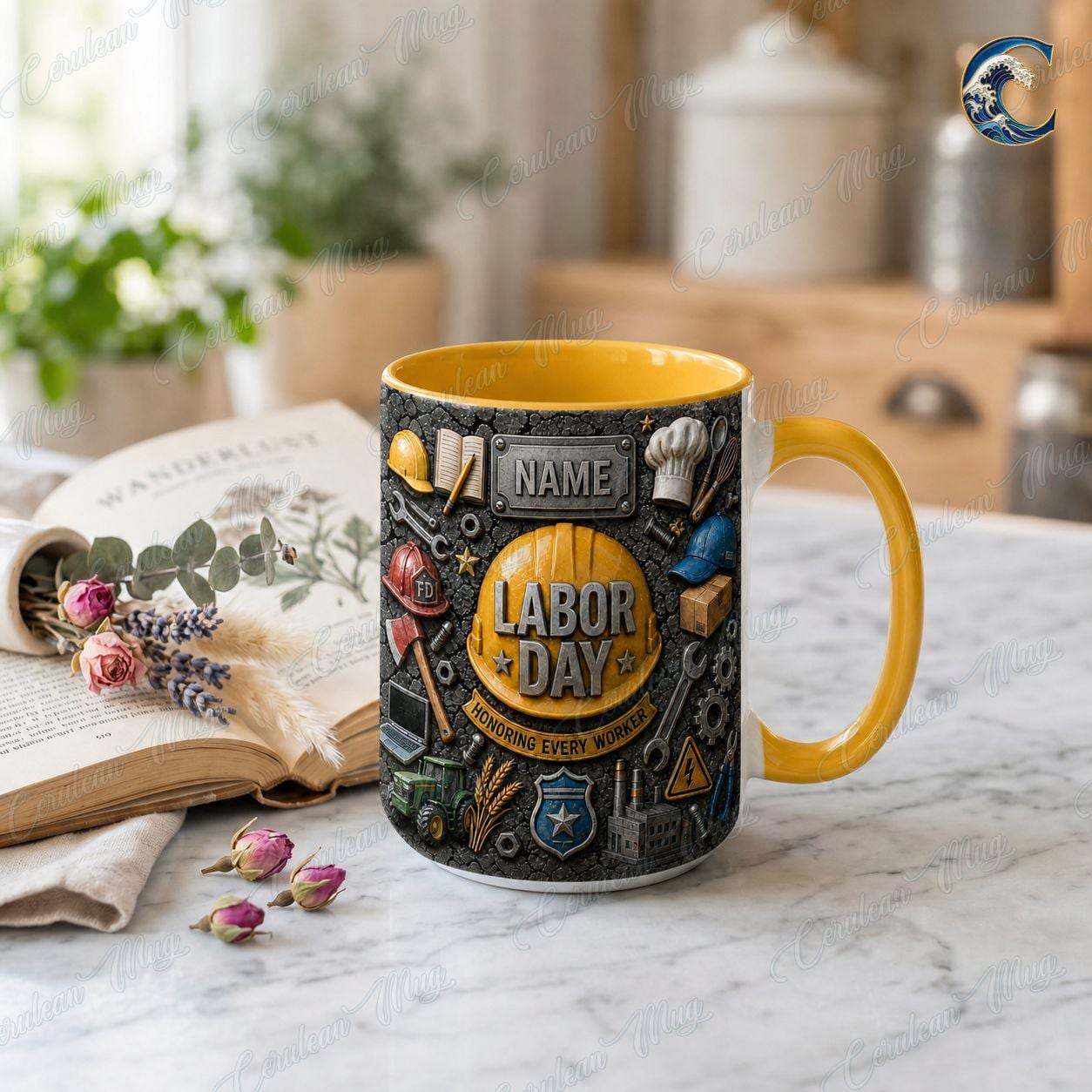Personalized Labor Day Mug, Custom Name Honoring Workers Coffee Mug, Essential Workers Mug, Blue Collar Worker Mug, Labor Day Gift