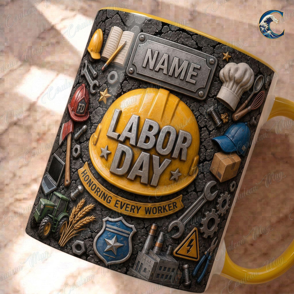 Personalized Labor Day Mug, Custom Name Honoring Workers Coffee Mug, Essential Workers Mug, Blue Collar Worker Mug, Labor Day Gift