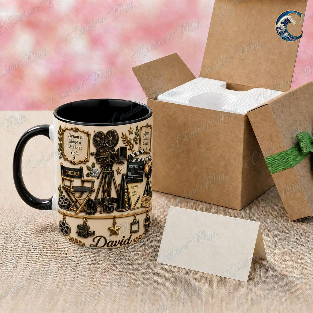 Personalize Film Director Movie Mug, Filmmaker Camera Coffee Mug, Cinema Production Mug, Director Chair Mug, Moviemaker Passion Gift