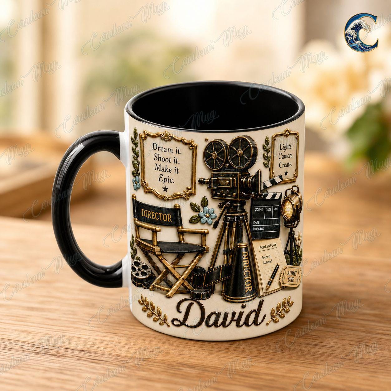 Personalize Film Director Movie Mug, Filmmaker Camera Coffee Mug, Cinema Production Mug, Director Chair Mug, Moviemaker Passion Gift