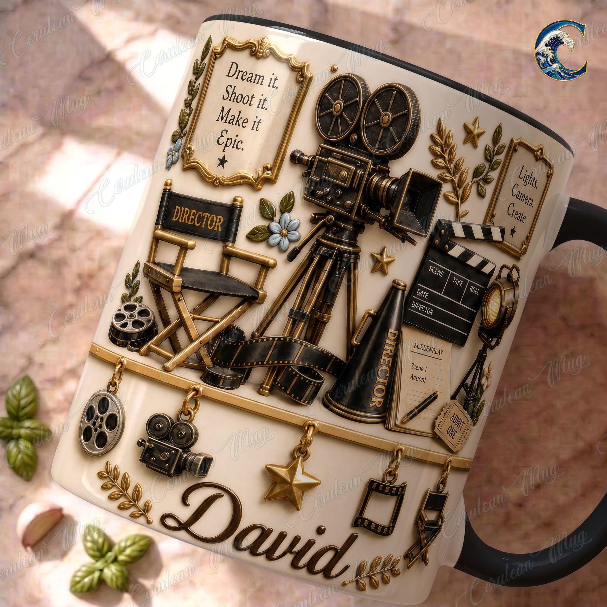 Personalize Film Director Movie Mug, Filmmaker Camera Coffee Mug, Cinema Production Mug, Director Chair Mug, Moviemaker Passion Gift
